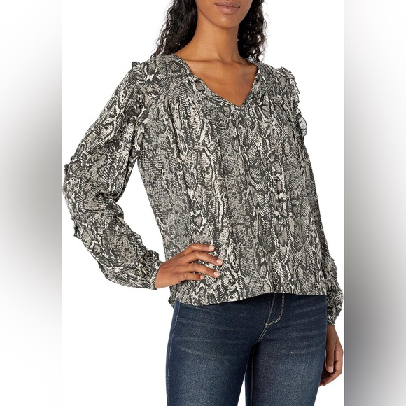 Jessica Simpson Black and Gray Snake Print Blouse - Picture 1 of 7